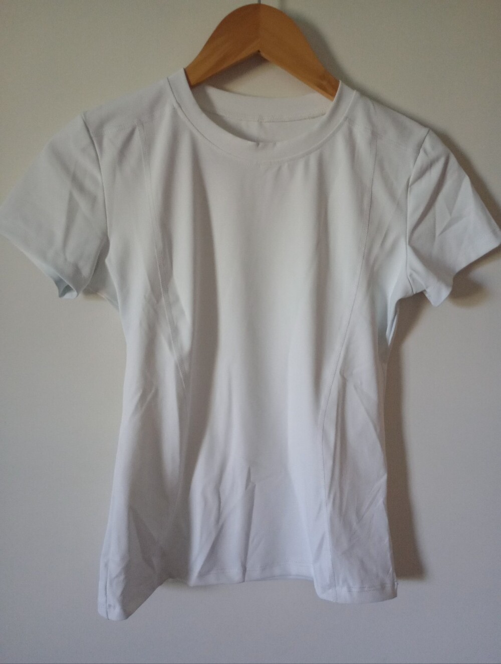 NWOT White Crew Neck Short Sleeve Compression Slim Fit Top Size Small